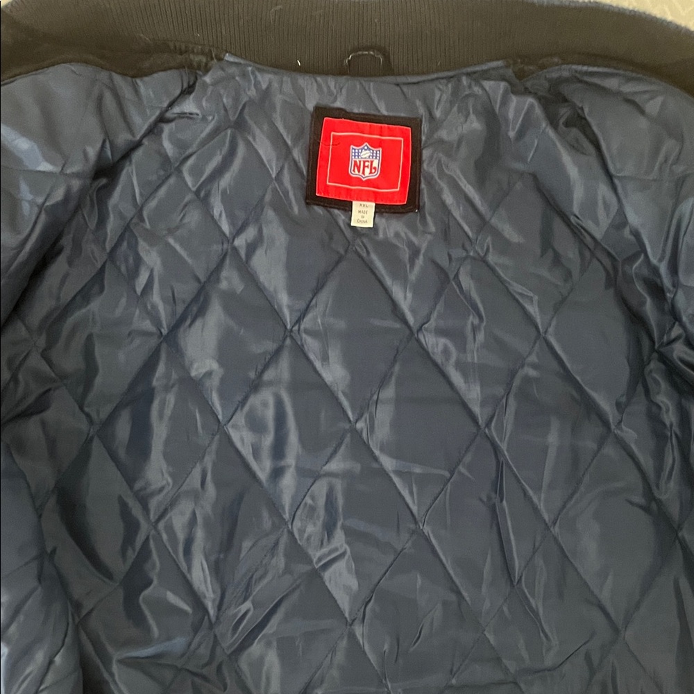 NFL Dolphins Black and Teal Leather Bomber Jacket - Picture 6 of 6